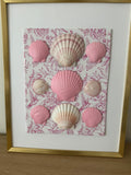 Pink Toile Scallop Collection in Gold Frame