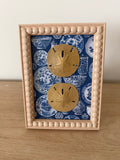Gold Sand Dollar Duo on Blue Chinoiserie Porcelain