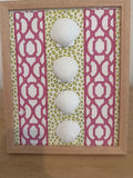 White Scallop Trio on Pink Trellis and Leopard Print