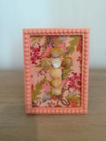Shell Cross on Autumn Floral in Peach Beaded Frame