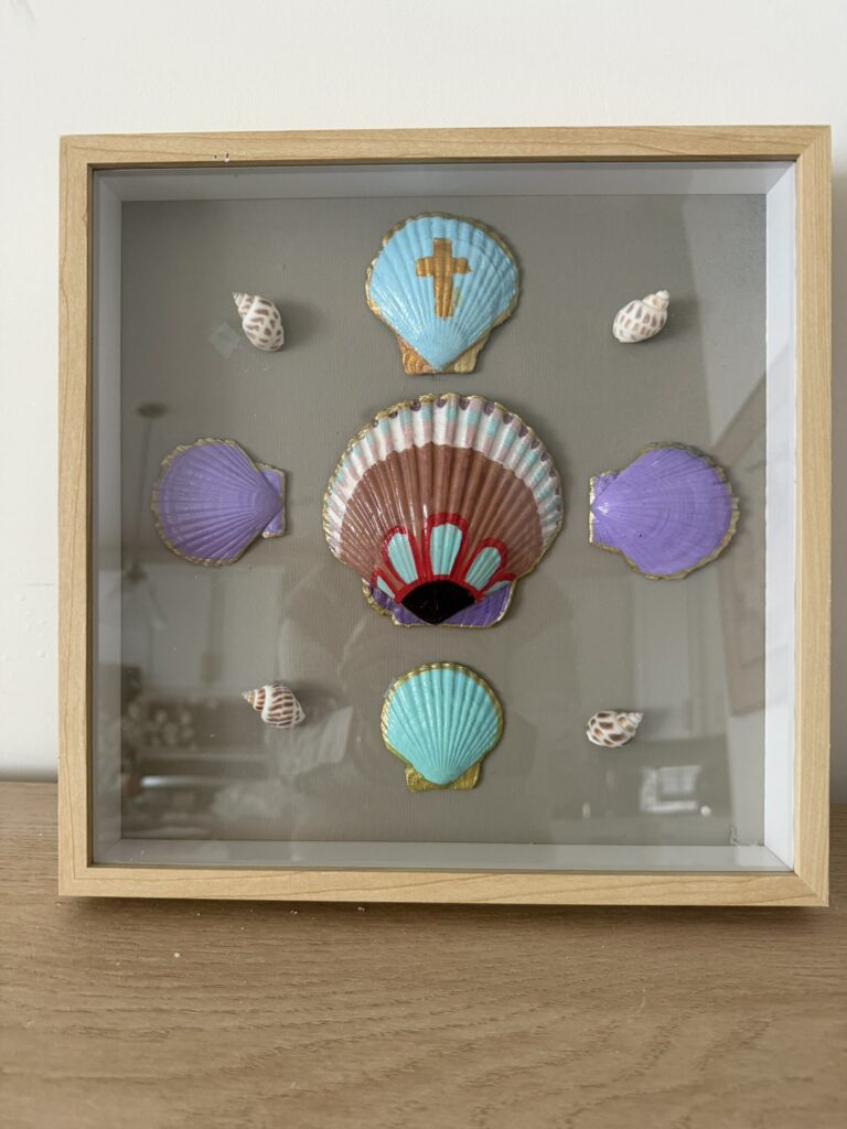 Golden Cross and Painted Scallops in Jewel Tones