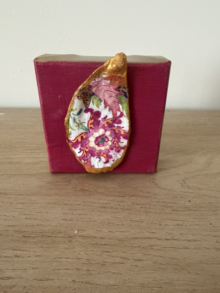 Tobacco Leaf Floral Oyster on Crimson Canvas