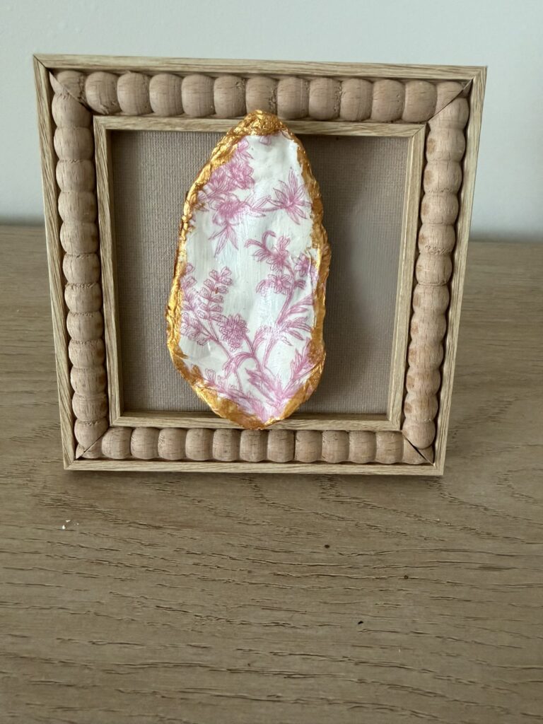 Pink Botanical Oyster in Natural Beaded Frame